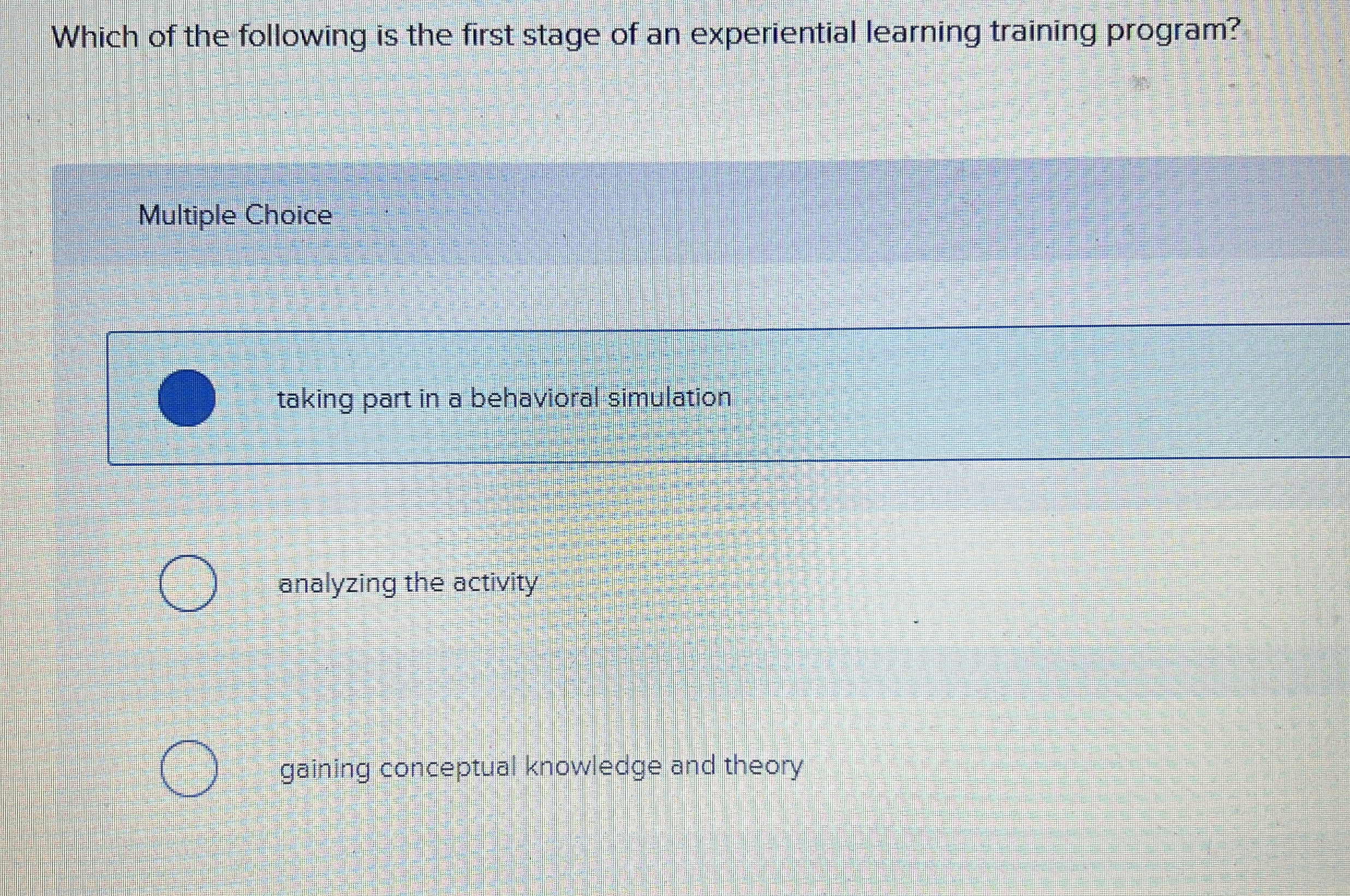 Solved Which of the following is the first stage of an | Chegg.com