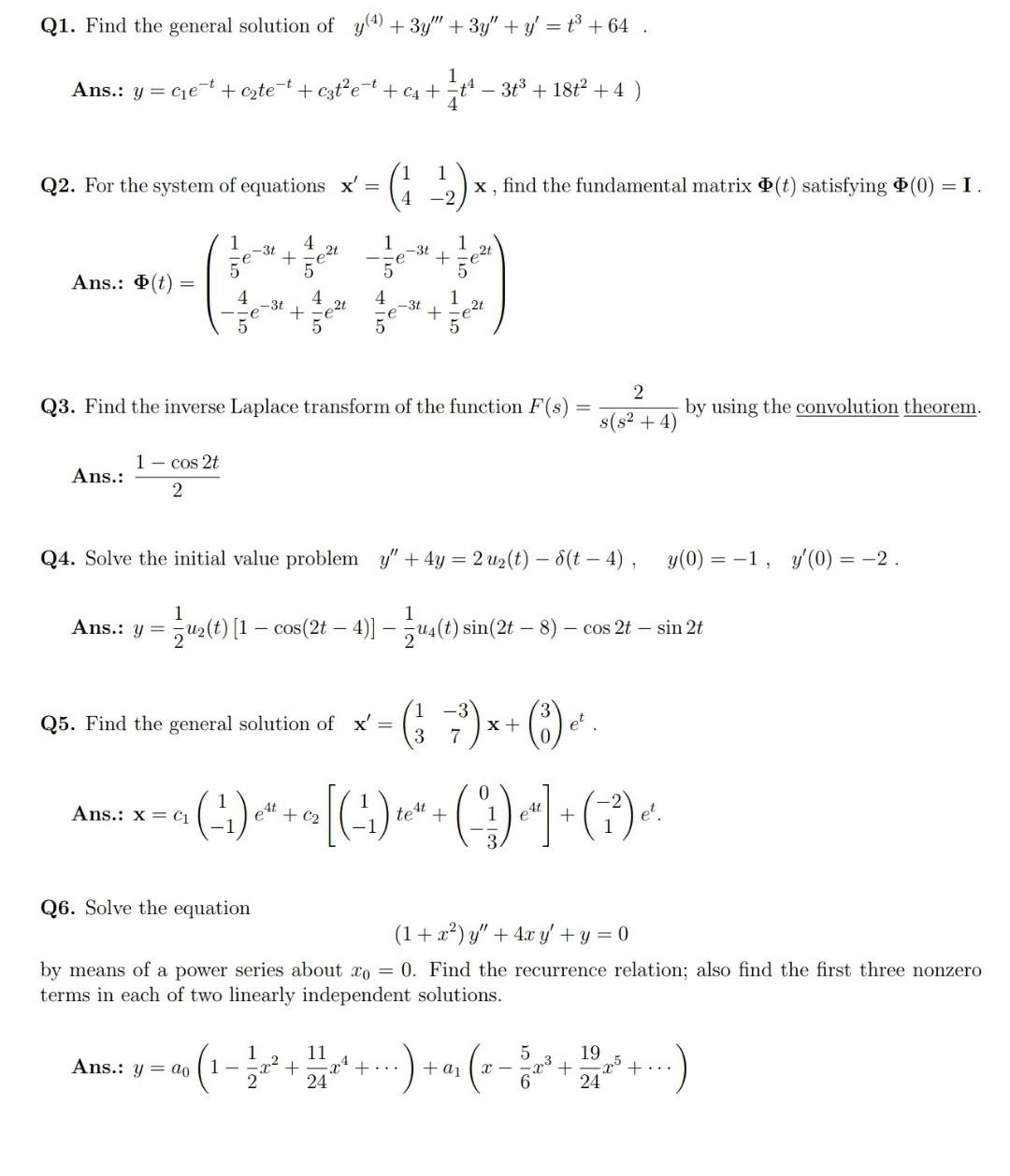 Solved Q1. Find the general solution of | Chegg.com