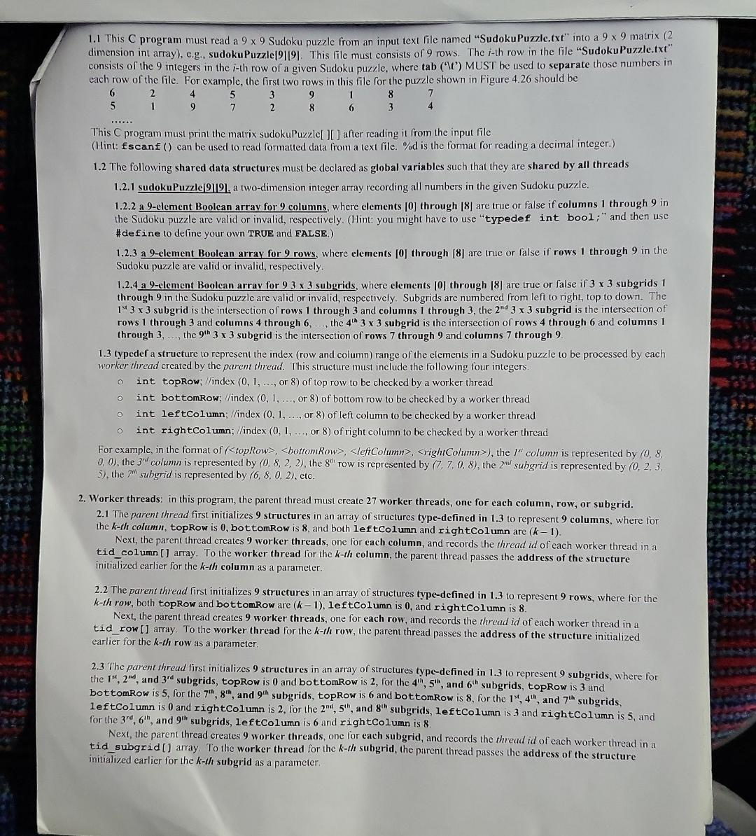 Solved 1.1 This C program must read a 9×9 Sudoku puzzle from | Chegg.com