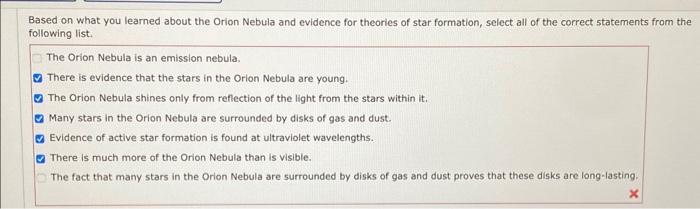 Solved Based on what you learned about the Orion Nebula and | Chegg.com