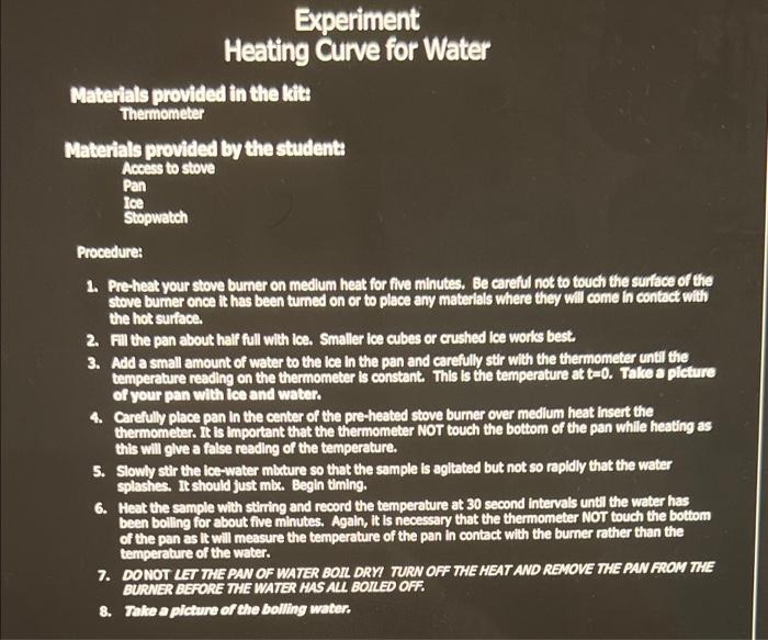 experiment of heating curve of water