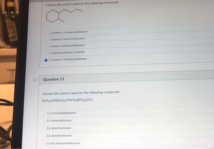 Solved Choose the correct name for the following compound: | Chegg.com