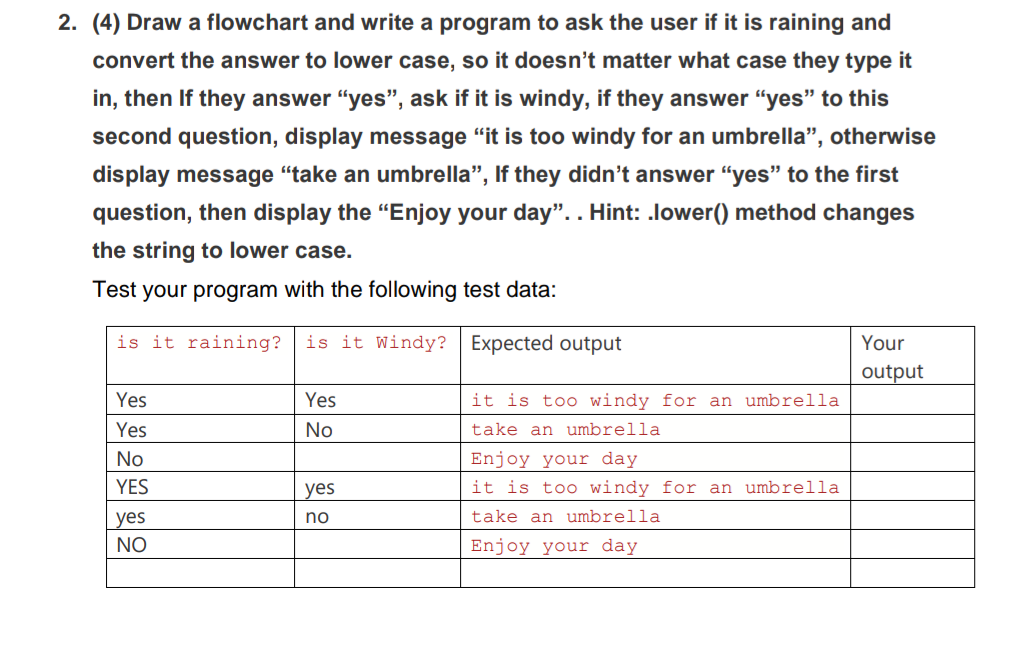 Solved 2. (4) Draw a flowchart and write a program to ask | Chegg.com