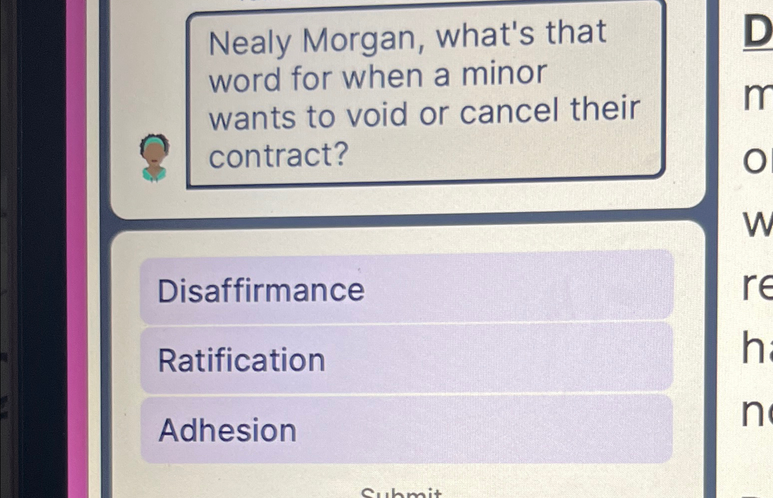 Solved Nealy Morgan, what's that word for when a minor wants | Chegg.com