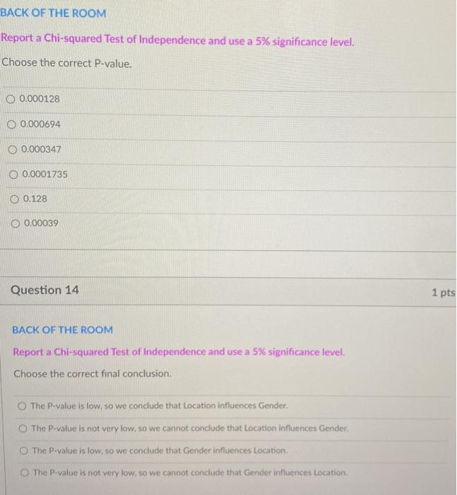 Solved Use the information below to answer the BACK OF THE | Chegg.com