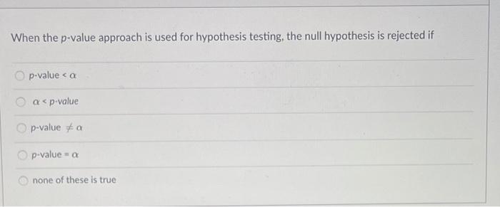 null hypothesis using p value