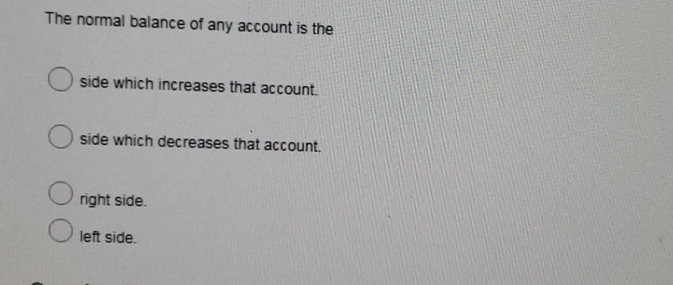 the normal balance of an account is the side that