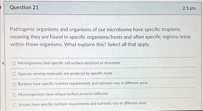 Pathogenic organisms and organisms of our microbiome have specific tropisms, meaning they are found in specific organisms/hos