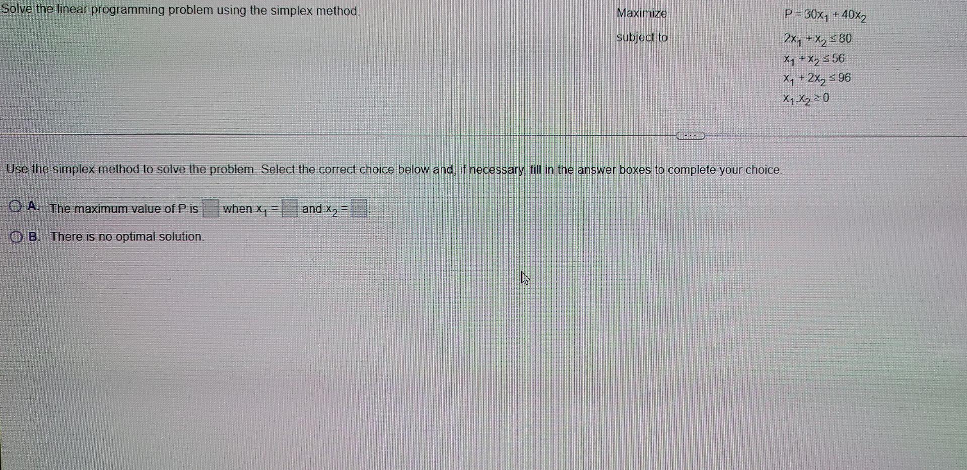 Solved Solve the linear programming problem using the | Chegg.com