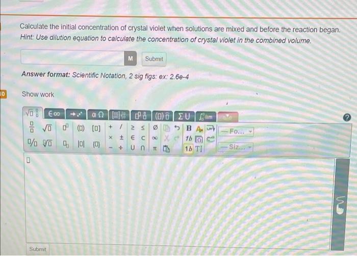 10 Calculate the initial concentration of crystal | Chegg.com