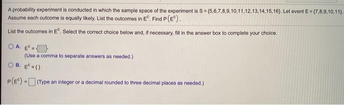 Solved A probability experiment is conducted in which the | Chegg.com