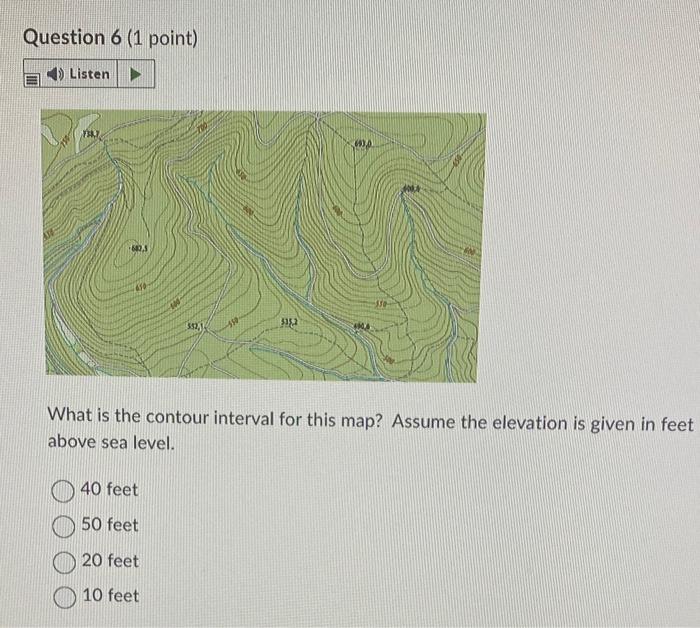 Solved What is the contour interval for this map? Assume the | Chegg.com