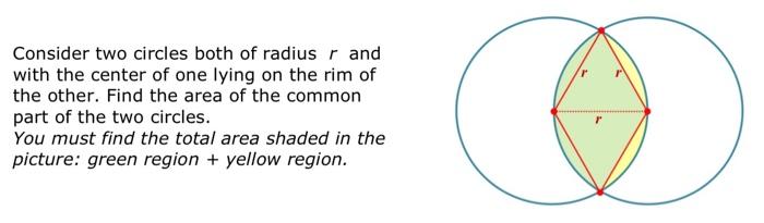 Solved Consider two circles both of radius r and with the | Chegg.com