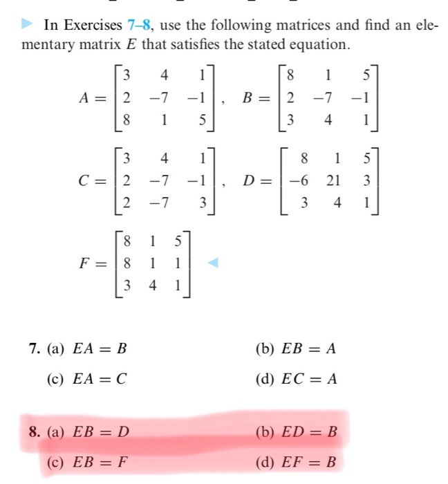 Solved In Exercises 78 Use The Following Matrices And Find 1467