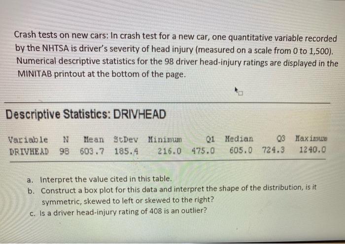 Solved Crash tests on new cars: In crash test for a new car, | Chegg.com