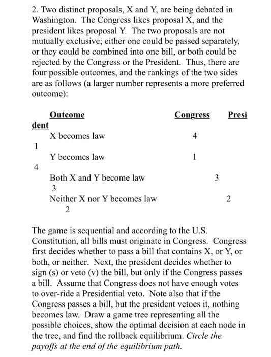 2. Two Distinct Proposals, X And Y, Are Being Debated | Chegg.com