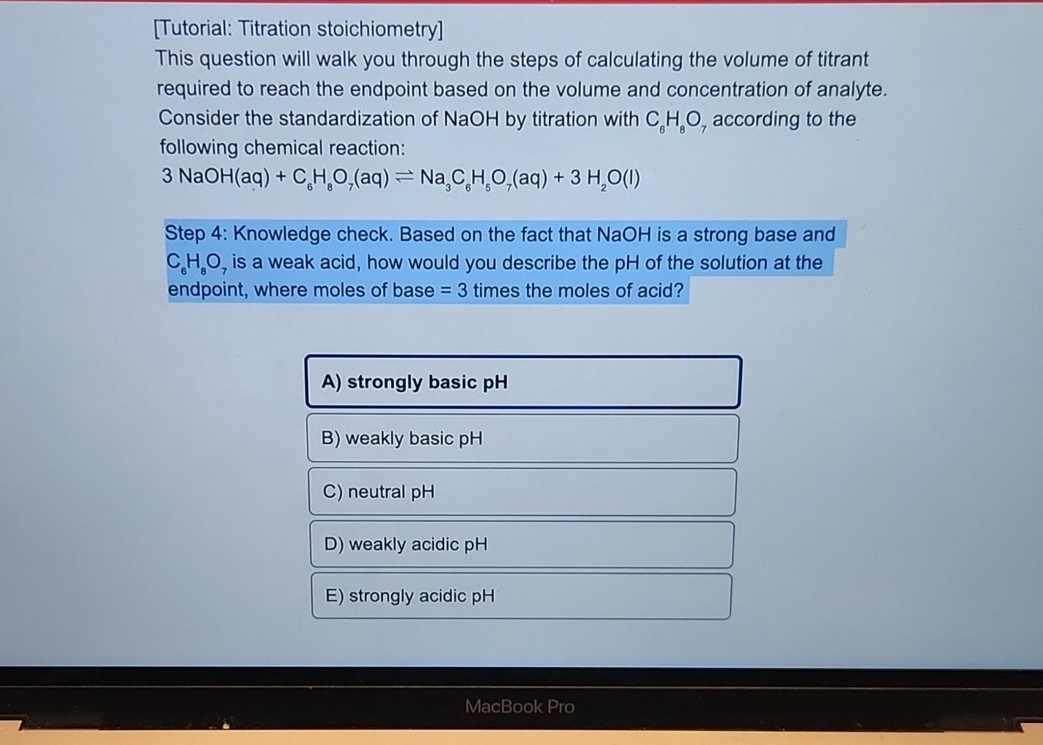 Solved [Tutorial Titration stoichiometry] This question