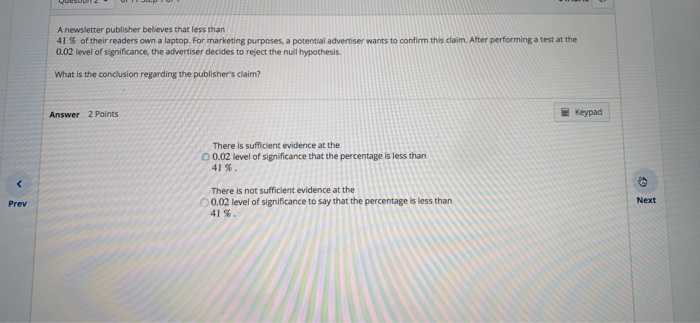 Solved A newsletter publisher believes that less than 41% of | Chegg.com