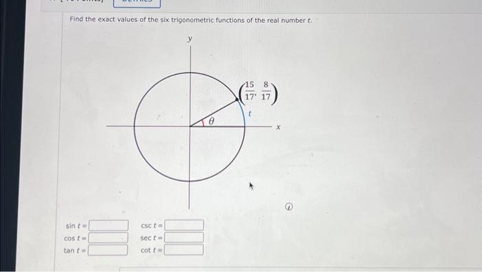 Solved Find the exact values of the six trigonometric | Chegg.com