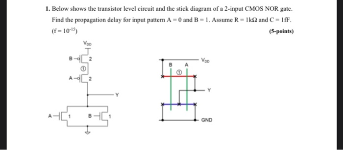 Solved 1. Below shows the transistor level circuit and the | Chegg.com