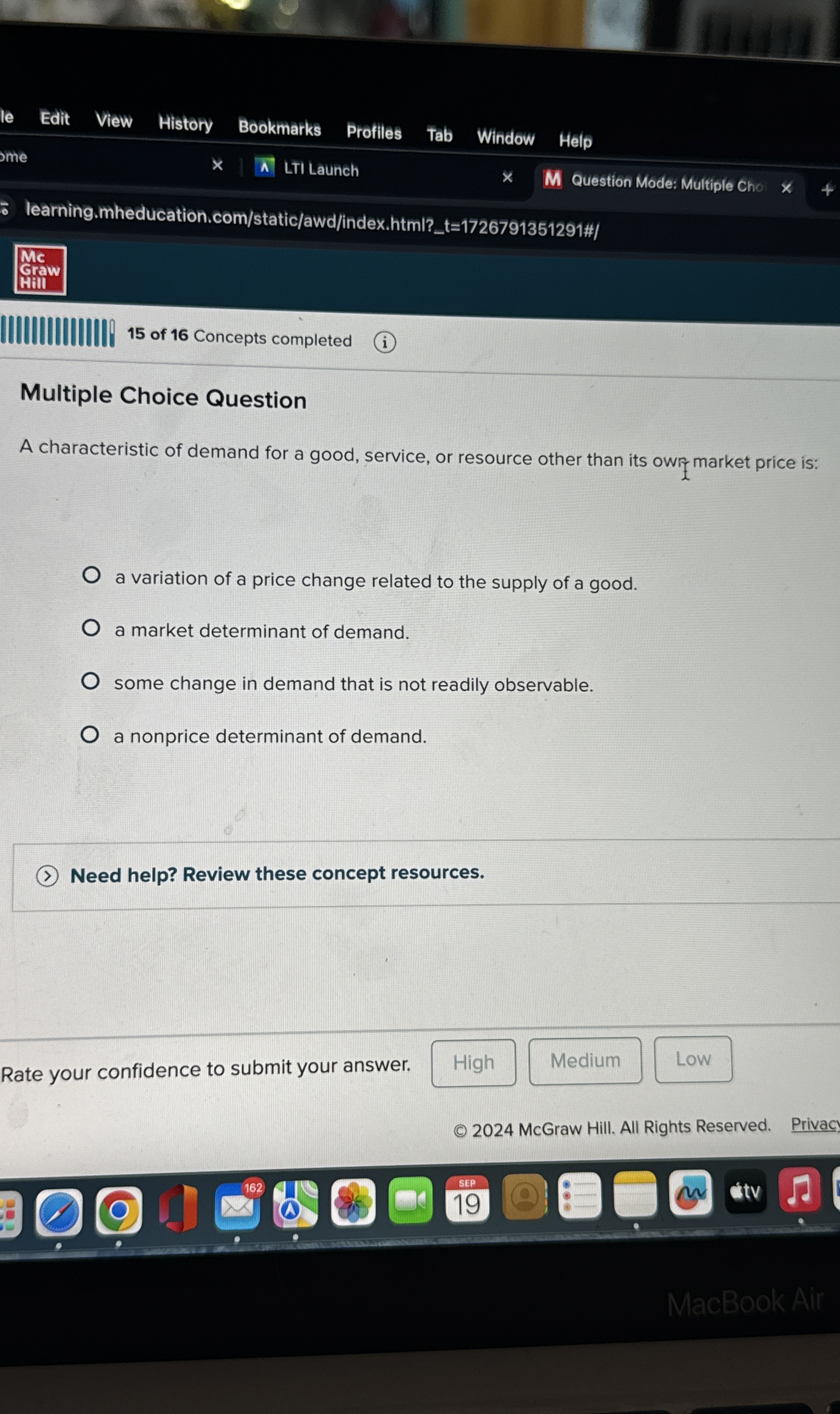 Solved Multiple Choice QuestionA characteristic of demand | Chegg.com