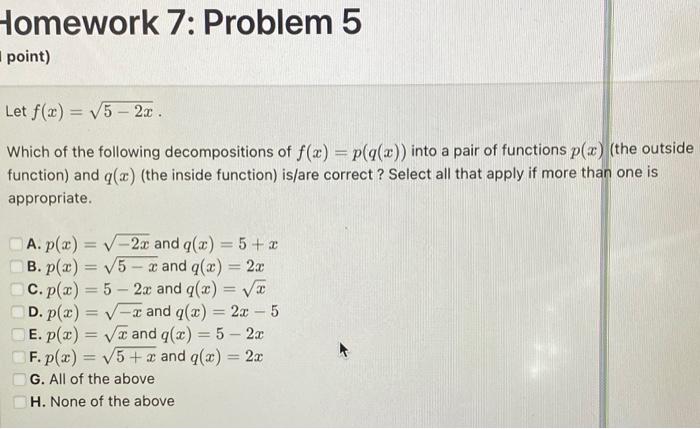 Solved Homework 7: Problem 8 (1 point) The graph of a | Chegg.com