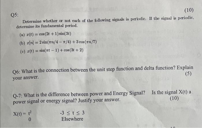 Solved Q5: Determine whether or not each of the following | Chegg.com