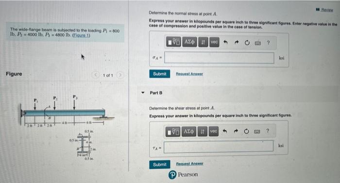 Solved Determine the normal stress at point A. Express your | Chegg.com