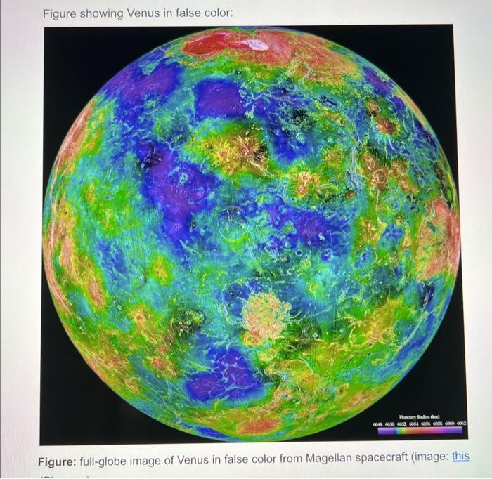 Figure showing a topographic map of Venus, and two | Chegg.com