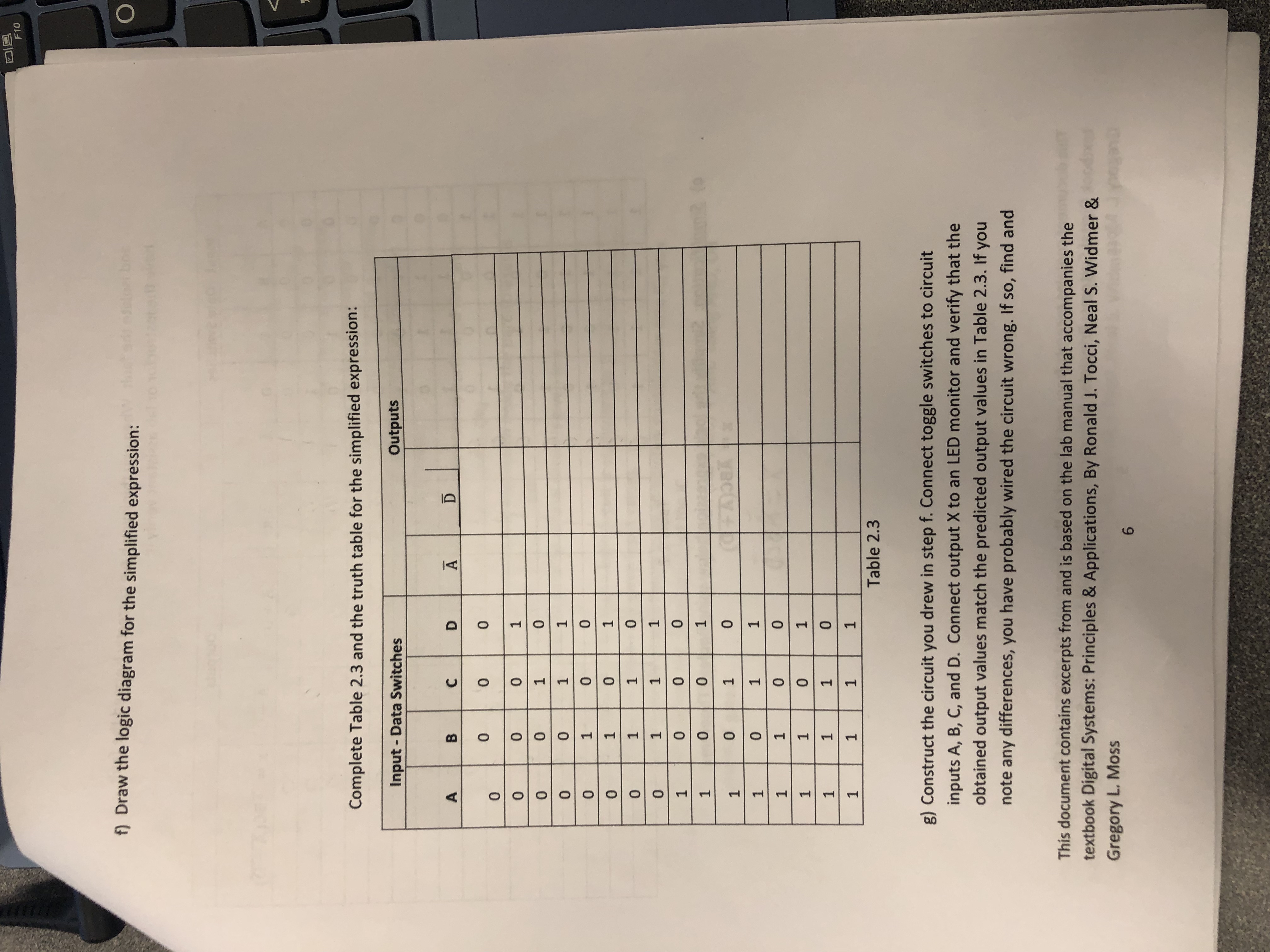 Solved f) ﻿Draw the logic diagram for the simplified
