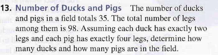 Solved 3. Number of Ducks and Pigs The number of ducks and | Chegg.com