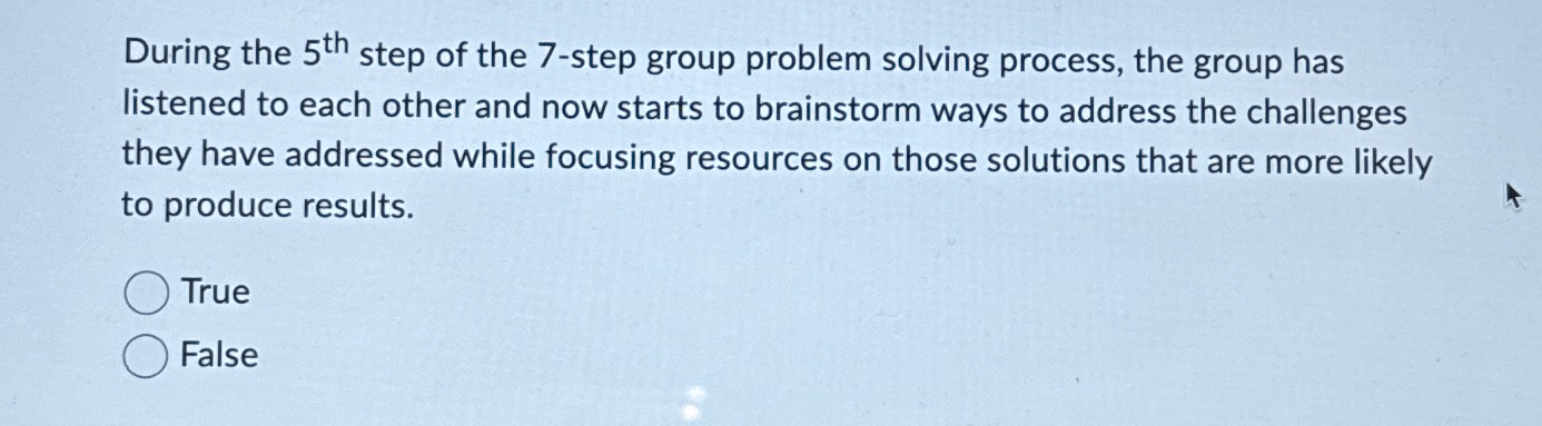 Solved During the 5th ﻿step of the 7 -step group problem | Chegg.com