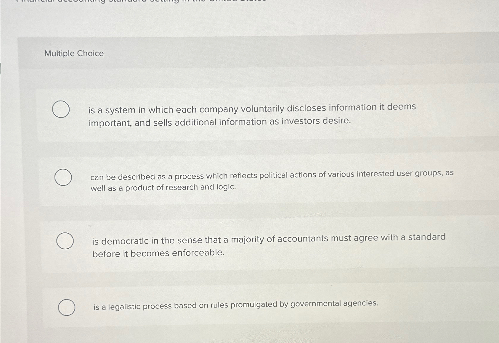 Solved Multiple Choiceis a system in which each company | Chegg.com