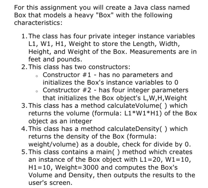 Solved For this assignment you will create a Java class | Chegg.com