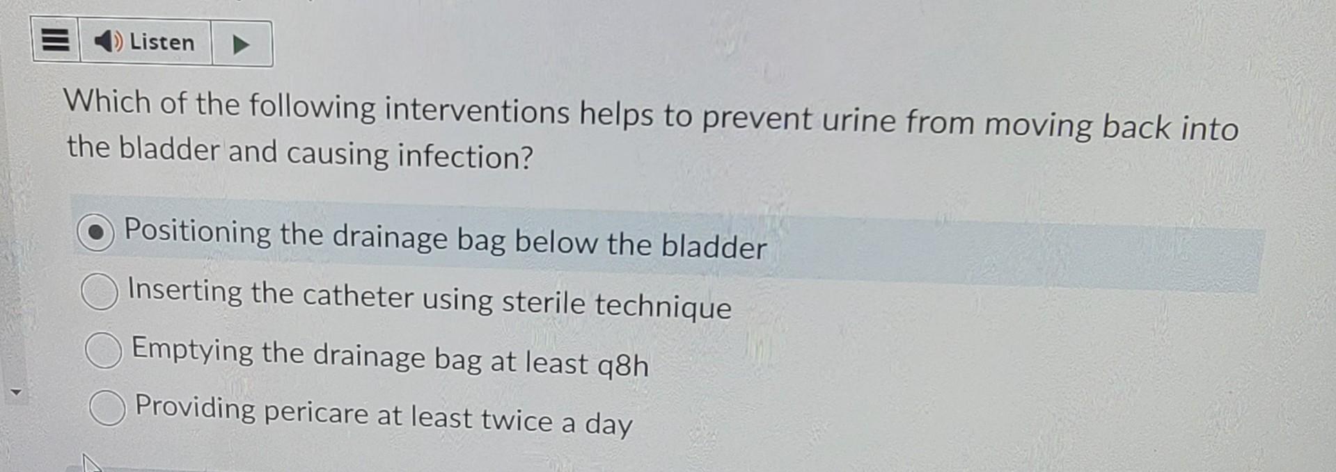 Solved While performing intermittent catheterization on a