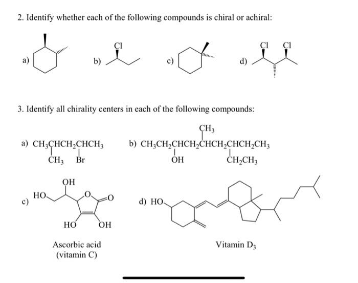 Solved 2. Identify whether each of the following compounds | Chegg.com