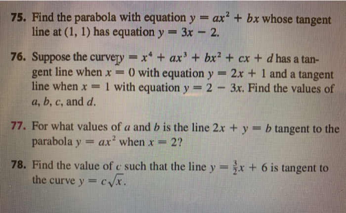 Solved 75 Find The Parabola With Equation Y Ax2 Bx Whose Chegg Com