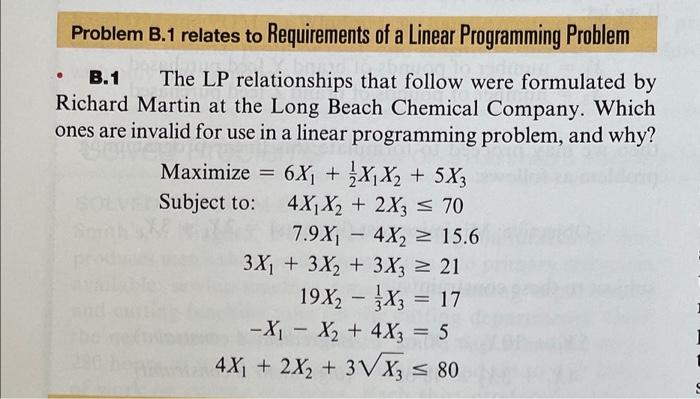 Solved Problem B.1 Relates To Requirements Of A Linear | Chegg.com