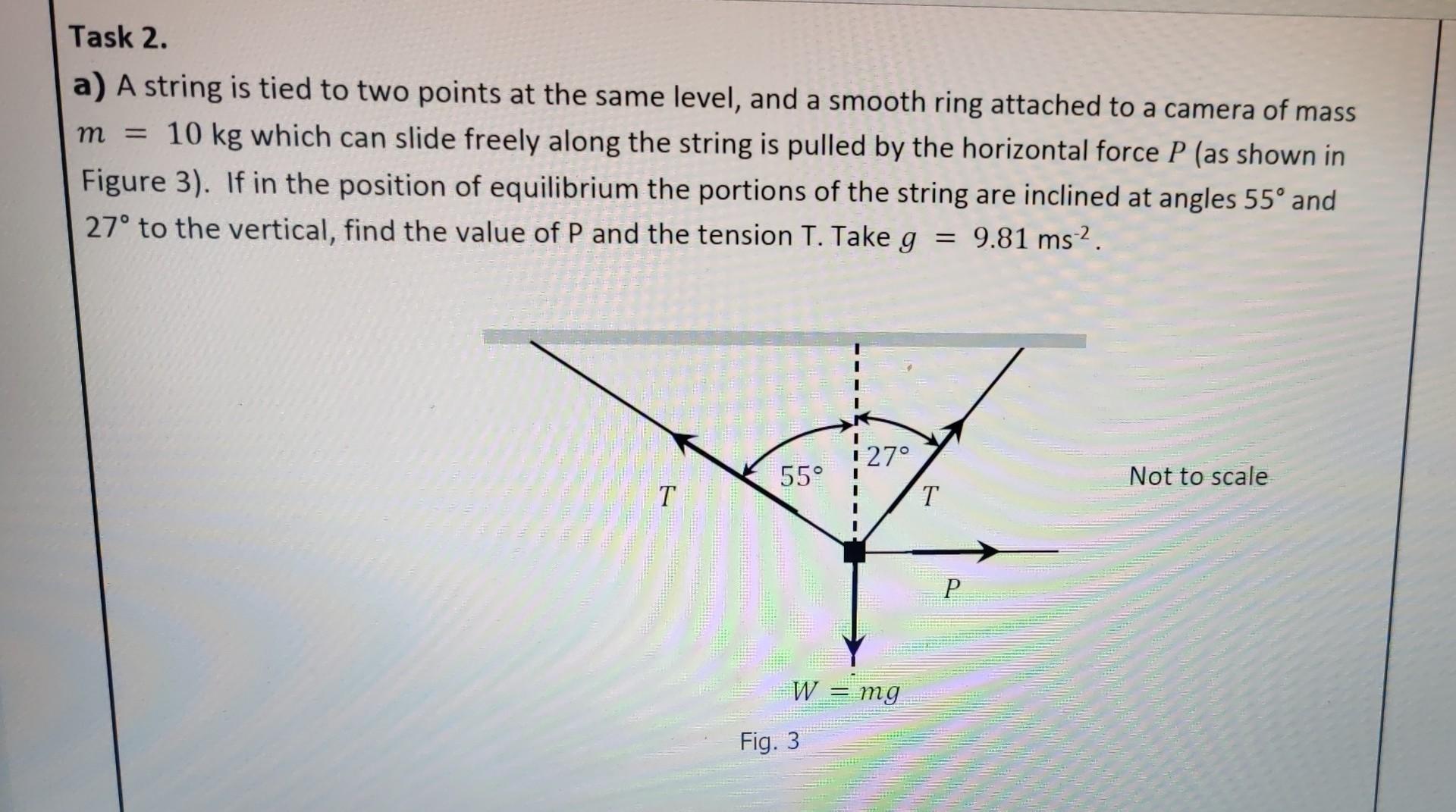 Solved a) A string is tied to two points at the same level