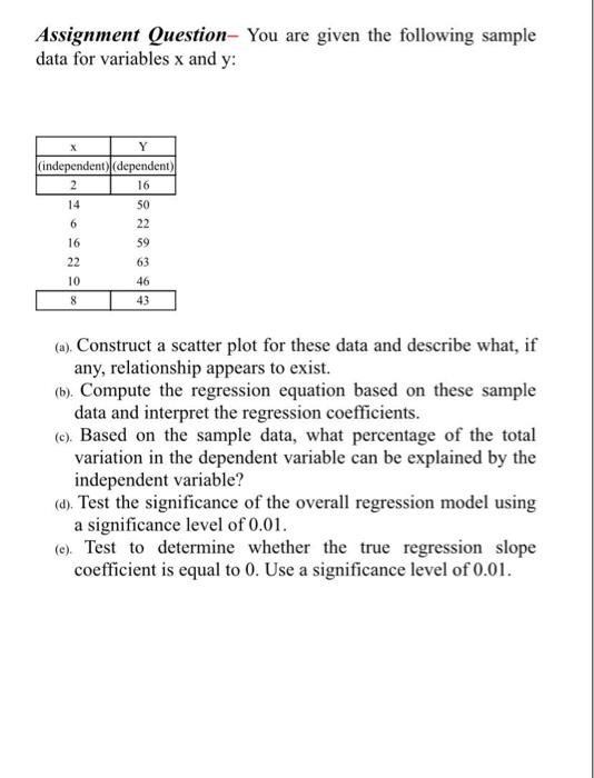 Solved Assignment Question-You are given the following | Chegg.com