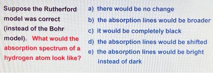 Solved Suppose the Rutherford model was correct (instead of | Chegg.com