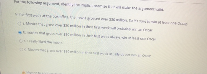 Solved Select whether the argument is an example of a | Chegg.com