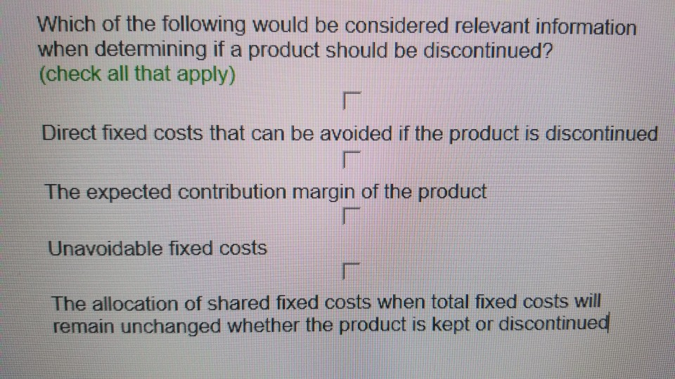 Solved Which Of The Following Would Be Considered Relevant Chegg