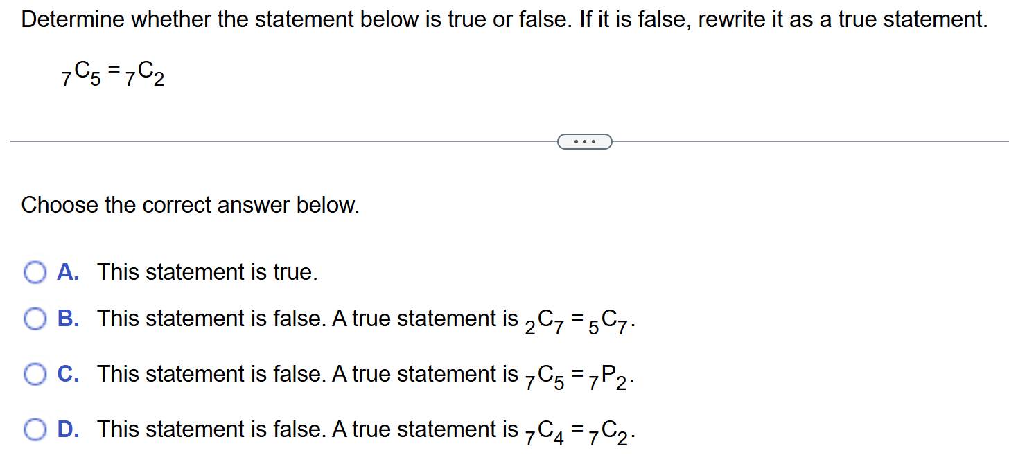 Solved Determine whether the statement below is true or | Chegg.com