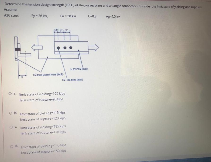 Solved Determine the tension design strength (LRFD) of the | Chegg.com