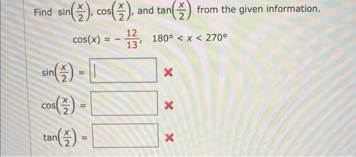 Solved Find sin(2x),cos(2x), and tan(2x) from the given | Chegg.com