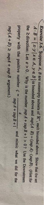 Solved Exercise 3.6. Suppose A, B Are Nonempty Subsets Of | Chegg.com