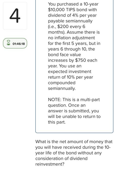 Solved You purchased a 10-year $10,000 TIPS bond with | Chegg.com