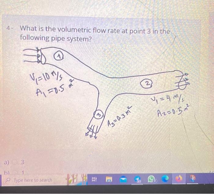 Solved What is the volumetric flow rate at point 3 in the | Chegg.com
