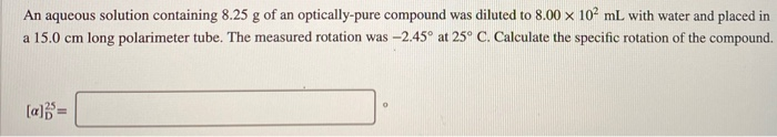 Solved An aqueous solution containing 8.25 g of an | Chegg.com